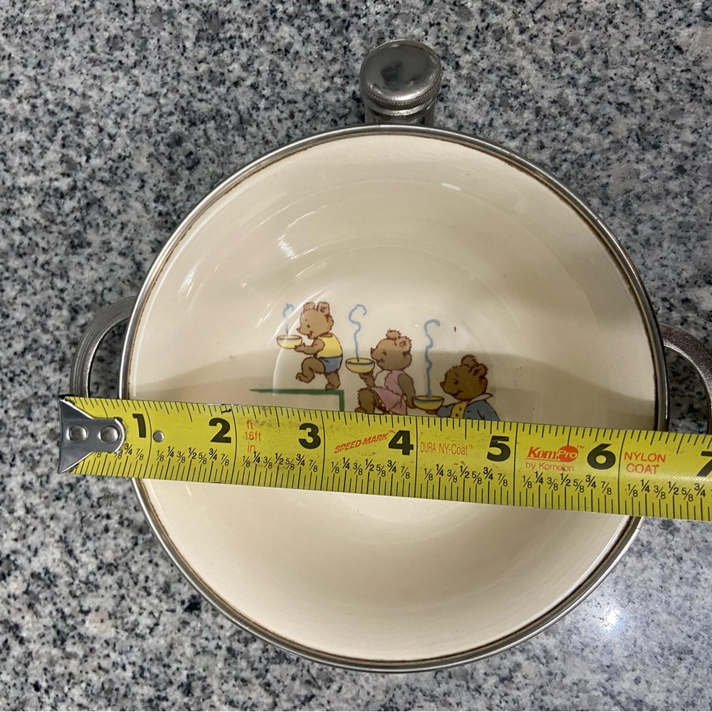 VTG Excello 3 Bears Baby/Child Warming Dish/Bowl on Steel Base Retro Cottagecore - Picture 16 of 17